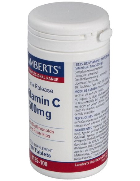 Vitamina C 500 mg + Bioflavonoides Time Release 100 Tabs. de Lamberts