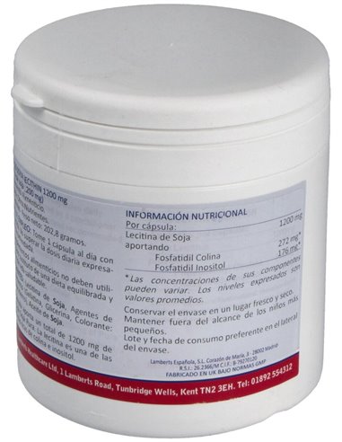 Lecitina de Soja 1200 mg 120 Caps. de Lamberts