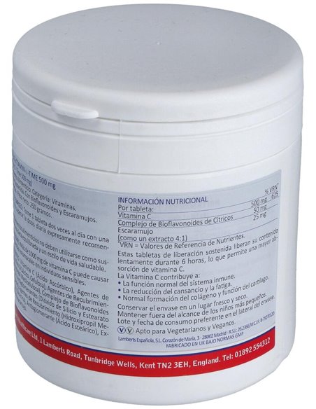 Vitamina C 500 mg + Bioflavonoides Time Release 250 Tabs. de Lamberts