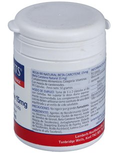 Beta caroteno Natural 15 mg 90 Caps. de Lamberts 2
