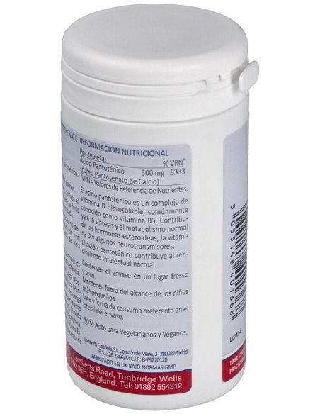 Pantotenato de Calcio 500 mg Lib. Sostenida 60 Tabs. de Lamberts