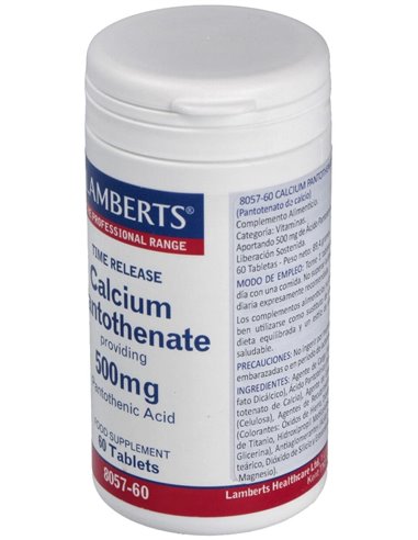 Pantotenato de Calcio 500 mg Lib. Sostenida 60 Tabs. de Lamberts