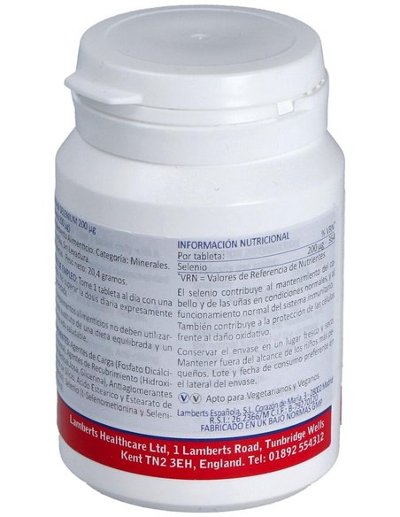 Selenio 200 µg (Como L-Selenometionina) de Lamberts