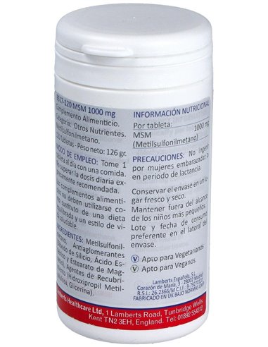 MSM 1000 mg 120 Tabs. de Lamberts