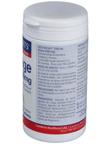 Salvia 2500 mg (2,5% de Ácido rosmarínico) 90 Tabs. de Lamberts