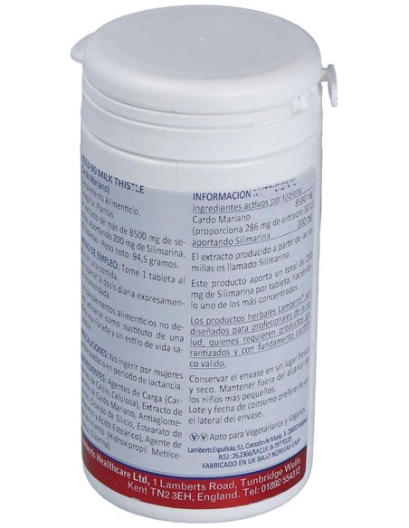 Cardo Mariano 6250 mg (200 mg de Silimarina) 90 Tabs. de Lamberts
