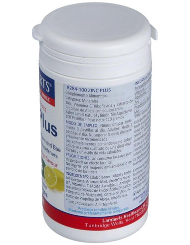 Zinc Plus (Masticable con Vit C, B2, Miel, Prop.) 100 Loz. de Lamberts