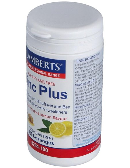 Zinc Plus (Masticable con Vit C, B2, Miel, Prop.) 100 Loz. de Lamberts
