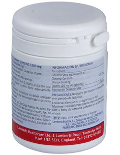 Ginseng Coreano 1200 mg 60 Tabs. de Lamberts 2
