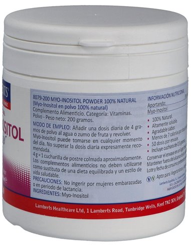 Myo Inositol en polvo 100% Natural de Lamberts