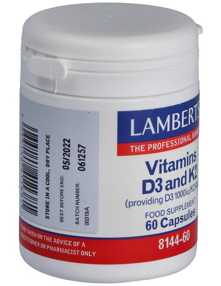 Vitamina D3 (1000 UI) + K2 (como MK-7) (90 µg) de Lamberts