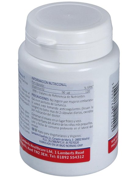 Vitamina K2 (como MK-7) 90 µg 60 Caps. de Lamberts