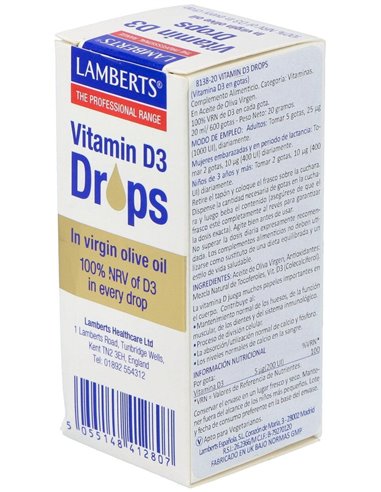 Vitamina D3 líquida 20 ml / 600 gotas de Lamberts