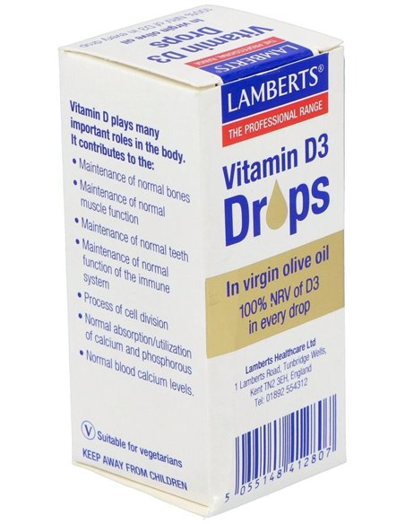 Vitamina D3 líquida 20 ml / 600 gotas de Lamberts