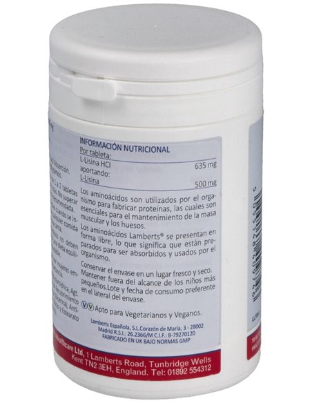 L-Lisina HCl 1000 mg 120 Tabs. de Lamberts