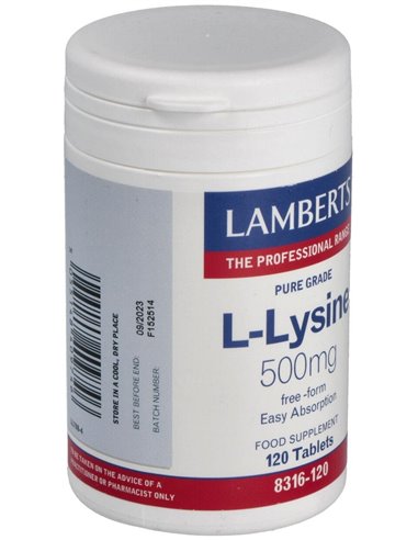 L-Lisina HCl 1000 mg 120 Tabs. de Lamberts