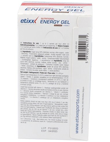 Etixx Energy Nutritional Gel Sabor Cola 12Ud. de Etixx