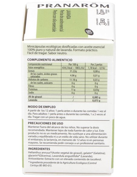 Lavanda Aceite Esencial En Perlas 60Perlas de Pranarom Aceites