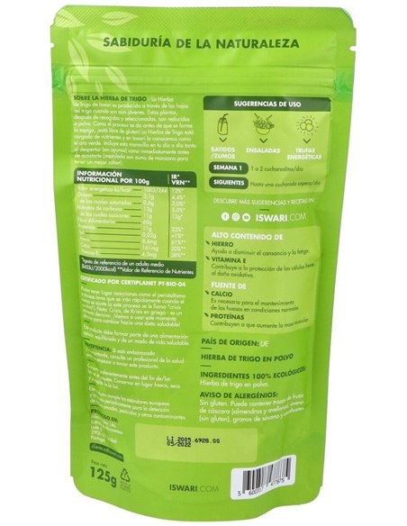 Hierba De Trigo Bio 125G Es 125G de Iswari