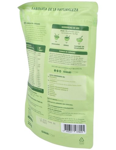 Semillas De Cañamo Sin Cascara 250Gr. Bio de Iswari