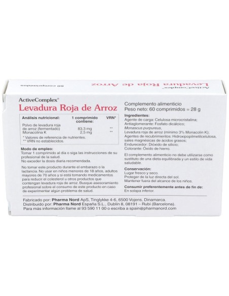 New Activecomplex Levadura Roja De Arroz 60Comp. de Pharma Nord
