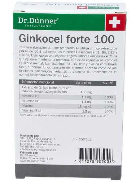 Ginkocel Forte 100 40Cap. Dr.Dunner de Salus