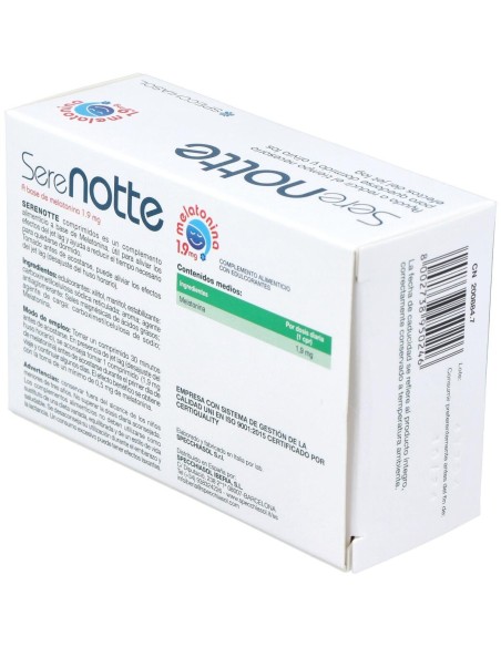 Melatonina 1,9Mg. (Serenotte) 60Comp.Mast. de Specchiasol