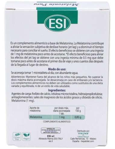 Melatonin Pura 1Mg. 60Microtabletas de Trepatdiet-Esi