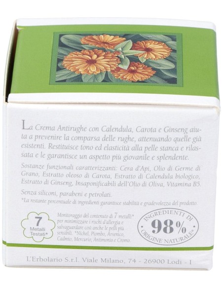 Crema Facial Antiarrugas Calendula Zanahoria 30M de L´Erbolario