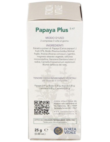 Papaya Plus  25Gr.Comprimidos de Forza Vitale