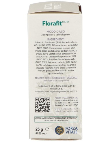 Florafit Probiotico  25Gr.Comprimidos de Forza Vitale
