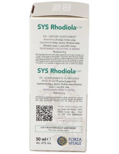 Sys.Rhodiola Rosea 50Ml. de Forza Vitale