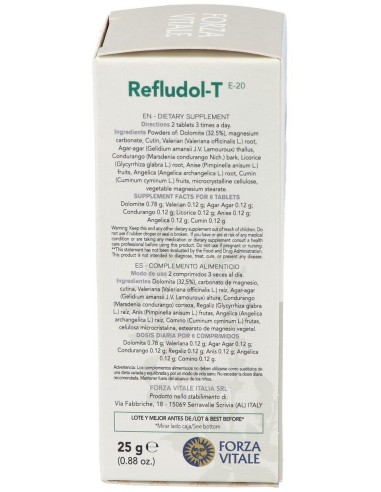 Refludol (Dolomite Composta) 25Gr.Comprimidos de Forza Vitale