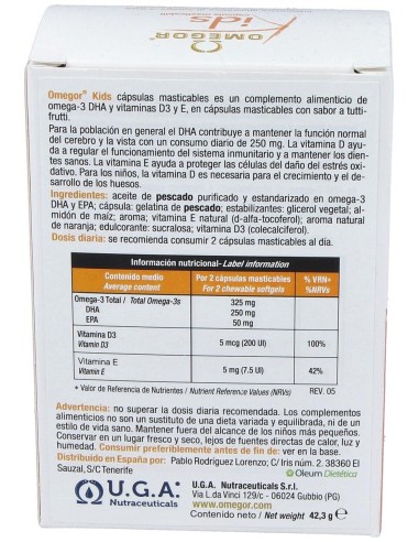 Omegor Kids Masticable 60Cap. de Uga Nutraceuticals