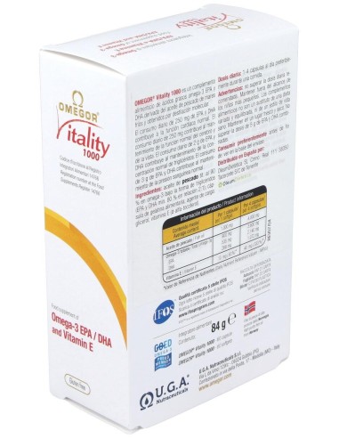 Omegor Vitality 1000 60Perlas de Uga Nutraceuticals