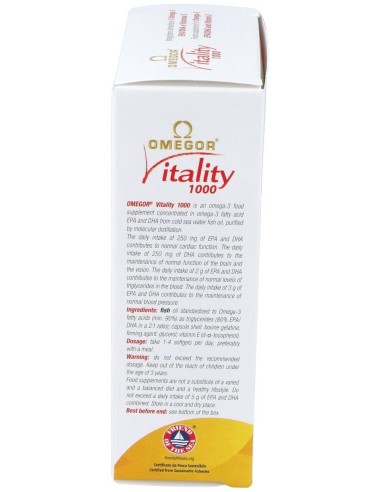 Omegor Vitality 1000 60Perlas de Uga Nutraceuticals