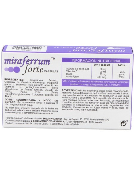 Miraferrum Forte 30Cap. de Shedir