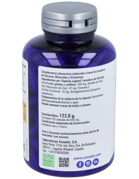 Levazinc (Levadura De Cerveza Viva) 350Mg. 225Cap. de Ynsadi