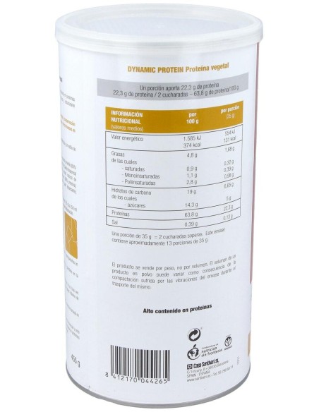 Dynamic Proteina Vegetal Vainilla 455Gr. de Santiveri
