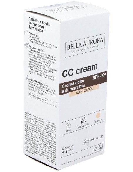 Cc Cream Spf 50+ Tono Claro 30Ml. de Bella Aurora