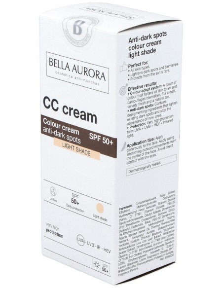 Cc Cream Spf 50+ Tono Claro 30Ml. de Bella Aurora