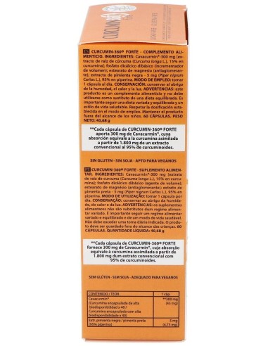 Curcumin 360º Forte 60 Capsulas de Intersa