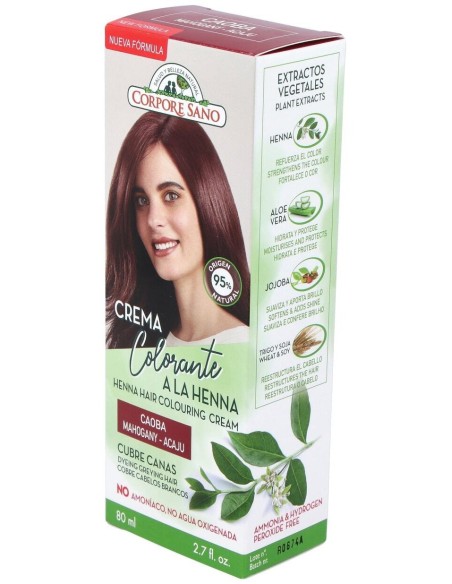 Crema Colorante Henna Caoba 80Ml. de Corpore Sano