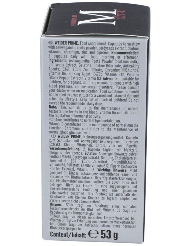 Weider Prime Testosterona Hombre 60Cap. de Weider