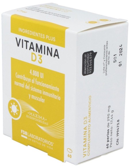 Vitamina D3 4000Ui 60Perlas de Fdb