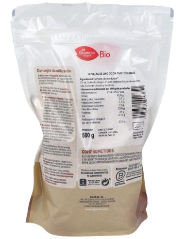 Semillas De Lino 500Gr.  Bio de El Granero