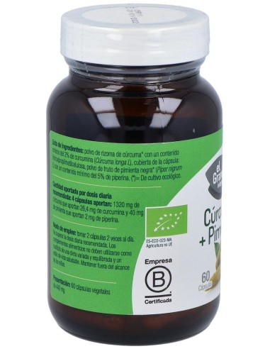 Curcuma Y Pimienta Bio 60Cap. de El Granero