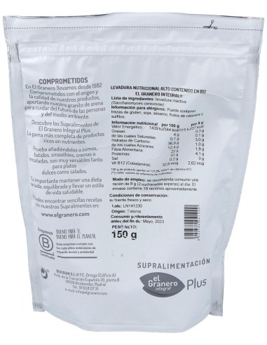 Levadura Nutricional Alto Contenido En B12 150Gr. de El Granero