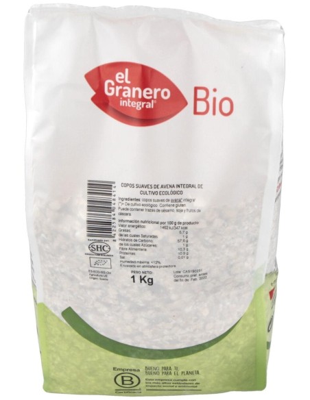 Copos De Avena Suaves Integral 1Kg. Bio de El Granero