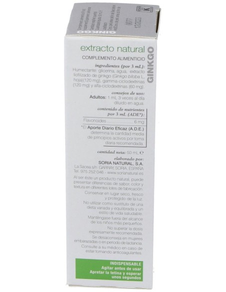 Ext. Ginkgo Biloba Xxi 50Ml. S/Al de Soria Natural